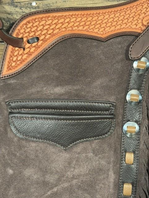 136d5133-b6ec-4d25-b88d-94249284bb6c.jpeg Saddle House Shotgun Chaps – Medium - Image 1