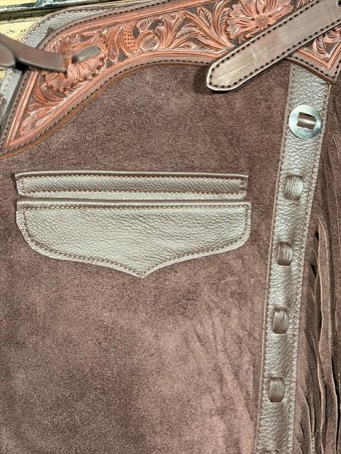 24bfa999-9dc9-44b1-9771-bb45e8ce5021.jpeg Saddle House Shotgun Chaps – Extra Small - Image 1