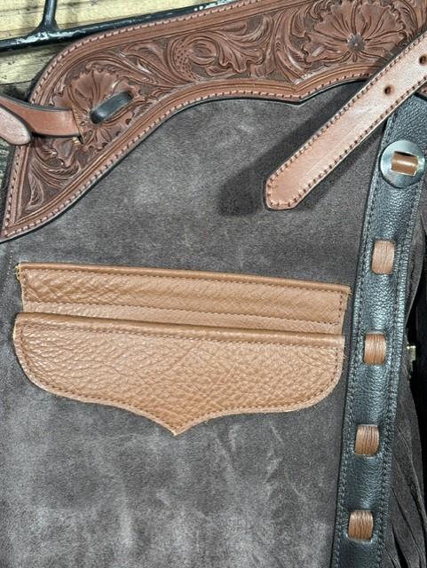 2eef0e0f-40c0-400c-913a-542b5851ff7f.jpeg Saddle House Shotgun Chaps – Extra Small - Image 1