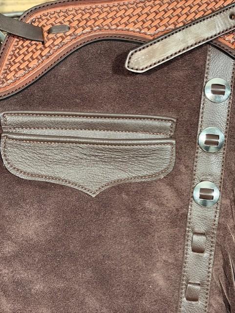 4e800cdc-ef64-4b13-a163-1996651f9ee4.jpeg Saddle House Shotgun Chaps – Medium - Image 1