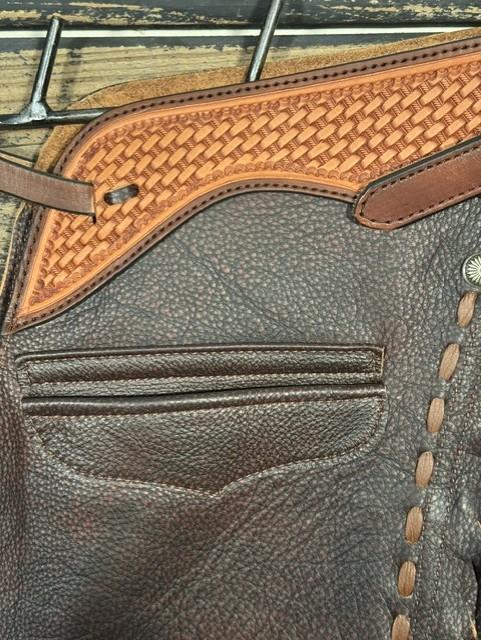 580229fc-17fc-4a2e-b5cb-ce0e0db1e599.jpeg Saddle House Show Chaps – Extra Small - Image 1