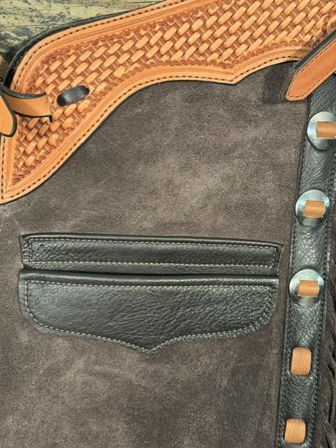 718fbe62-dd26-41bc-9ba8-7923be50d236.jpeg Saddle House Shotgun Chaps – Medium - Image 1