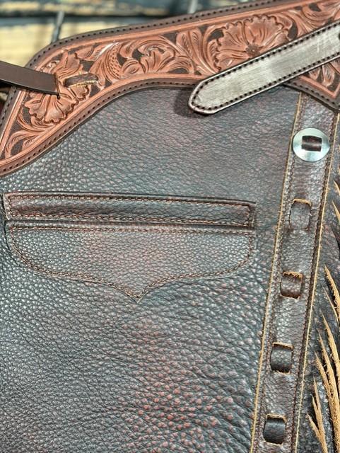 86e0f7c4-e545-46e2-a700-2a6c0df92ef9.jpeg Saddle House Shotgun Chaps – Small - Image 1