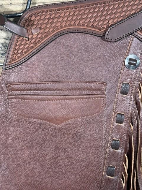 abff9123-6ac4-47e8-b54f-6ec941271581.jpeg Saddle House Shotgun Chaps – Extra Small - Image 1